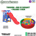 COMBO TOBOGAN+ARO DE BASQUET +PISCINA 110